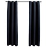 Rideaux occultants avec anneaux 2 pièces Noir 97x213 cm Tissu 
