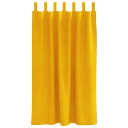 Rideaux occultants avec boucles suspendues 2 pcs Jaune moutarde Velours 