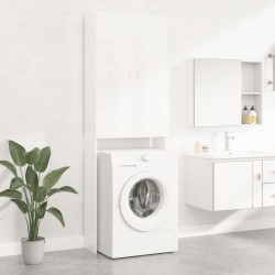 Meuble pour machine à laver Blanc brillant 64x25,5x190 cm 