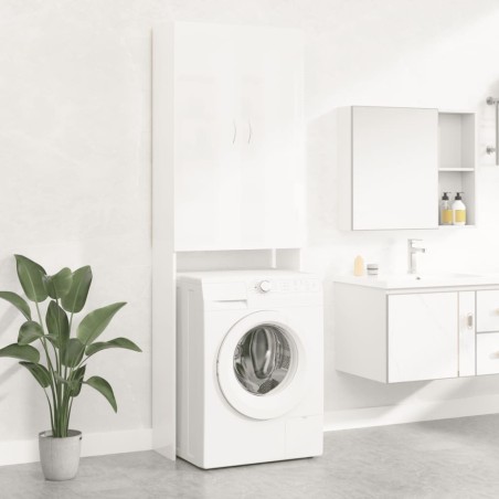 Meuble pour machine à laver Blanc brillant 64x25,5x190 cm 