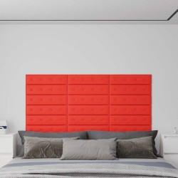 Panneaux muraux 12 pcs Rouge 60x15 cm Similicuir 1,08 m² 