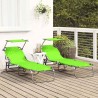 Set de 2 Chaises Longues Pliantes avec Auvent Vert en Tissu Oxford 600D 