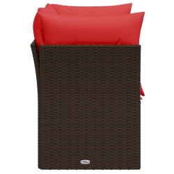 Canapé de jardin avec coussins 2 places en poly rattan marron 