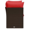 Canapé de jardin avec coussins 2 places en poly rattan marron 