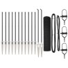 Set de Poteaux de Clôture Lot de 2 Gris, Noir Acier, PVC 