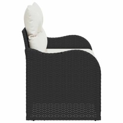 Canapé de jardin 2 places avec coussins en poly rattan noir 