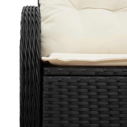 Canapé de jardin 2 places avec coussins en poly rattan noir 
