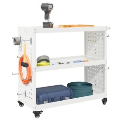 Chariot à outils Blanc 75 x 35 x 73 cm Acier peint par poudre 