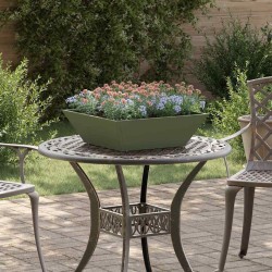 Set de 5 jardinières en bol pour le jardin, en vert olive, dimensions 50x50x15 cm en acier. 