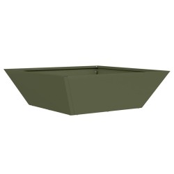 Set de 5 jardinières en bol pour le jardin, en vert olive, dimensions 50x50x15 cm en acier. 