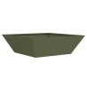 Set de 5 jardinières en bol pour le jardin, en vert olive, dimensions 50x50x15 cm en acier. 