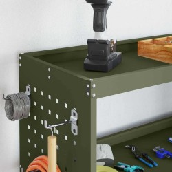 Chariot à outils avec étagère avec roue avec stockage Vert olive 75 x 35 x 73 cm 