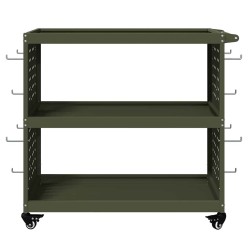 Chariot à outils avec étagère avec roue avec stockage Vert olive 75 x 35 x 73 cm 
