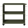 Chariot à outils avec étagère avec roue avec stockage Vert olive 75 x 35 x 73 cm 
