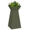 Pots de jardin en forme de pilier , 2 pièces, avec bol vert olive, dimensions 35x35x73 cm, en acier. 