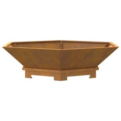 Brasero Hexagonal 100x100x28 cm en Acier Weathering 