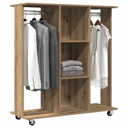Armoire avec roulettes en chêne artisan 102x38x110 cm en bois d'ingénierie 