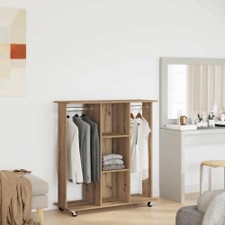 Armoire avec roulettes en chêne artisan 102x38x110 cm en bois d'ingénierie 