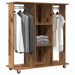 Armoire sur roues en vieux bois 102x38x110 cm en bois d'ingénierie 