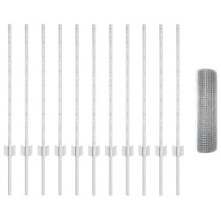 Clôture en fil soudé avec 11 poteaux en U Argent 0.8x25 m Acier 