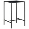 Table de bar de jardin Noir 70x70x110cm Résine tressée et verre 