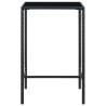Table de bar de jardin Noir 70x70x110cm Résine tressée et verre 