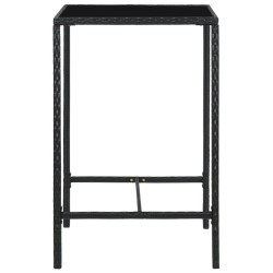 Table de bar de jardin Noir 70x70x110cm Résine tressée et verre 