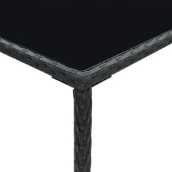Table de bar de jardin Noir 70x70x110cm Résine tressée et verre 