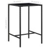 Table de bar de jardin Noir 70x70x110cm Résine tressée et verre 
