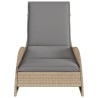 Chaise longue avec coussin beige 60x205x73 cm résine tressée 