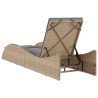 Chaise longue avec coussin beige 60x205x73 cm résine tressée 