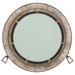 Miroir en forme de hublot mural Ø50 cm aluminium et verre 