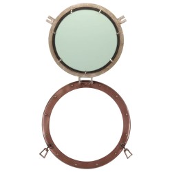 Miroir en forme de hublot mural Ø50 cm aluminium et verre 
