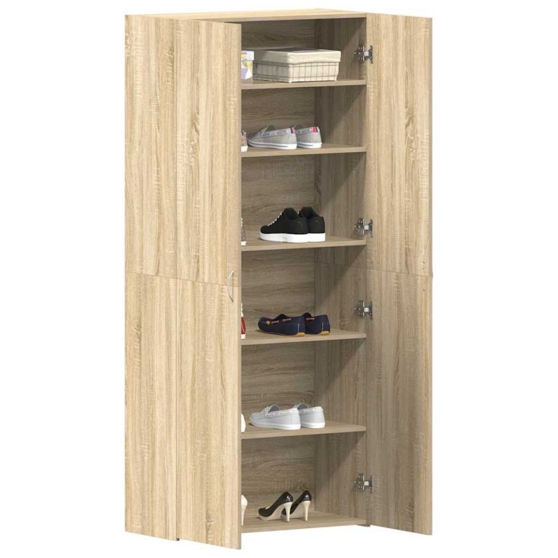 Meuble à chaussures Chêne Sonoma 80x35,5x180 cm Bois d'ingénierie 