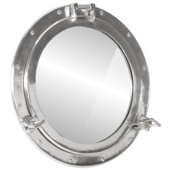 Miroir en forme de hublot mural Ø50 cm aluminium et verre 