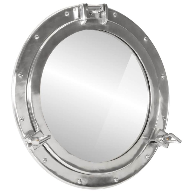 Miroir en forme de hublot mural Ø50 cm aluminium et verre 