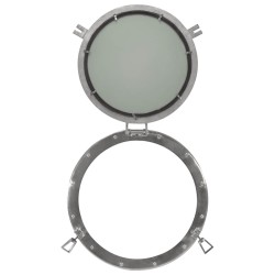 Miroir en forme de hublot mural Ø50 cm aluminium et verre 