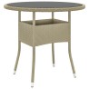Table de jardin Ø80x75 cm Verre trempé/résine tressée Beige 