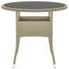 Table de jardin Ø80x75 cm Verre trempé/résine tressée Beige 