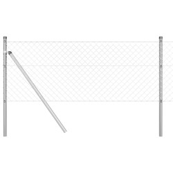 Jeu de Poteaux de Clôture Argent 0.8 x 25 m Acier galvanisé 
