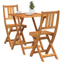 Ensemble Bistro Pliable en Bois Massif d'Acacia de 3 Pièces 