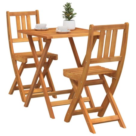 Ensemble Bistro Pliable en Bois Massif d'Acacia de 3 Pièces 
