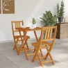 Ensemble Bistro Pliable en Bois Massif d'Acacia de 3 Pièces 