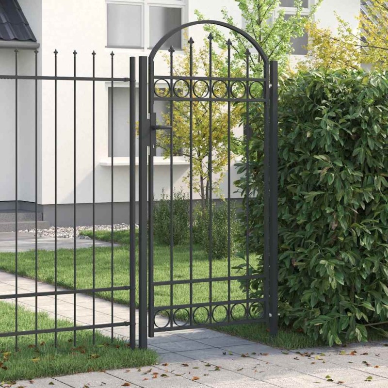 Porte de Clôture Gris 100 x 250 cm Acier peint par poudre 