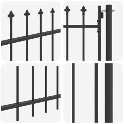 Porte de Clôture Gris 100 x 250 cm Acier peint par poudre 