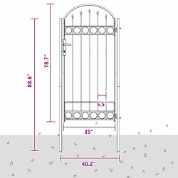 Porte de Clôture Gris 100 x 250 cm Acier peint par poudre 