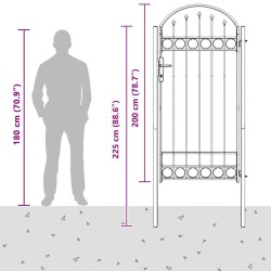 Porte de Clôture Gris 100 x 250 cm Acier peint par poudre 