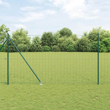 Clôture Euro avec 7 poteaux à épine 1,6 x 10 m en acier galvanisé vert 