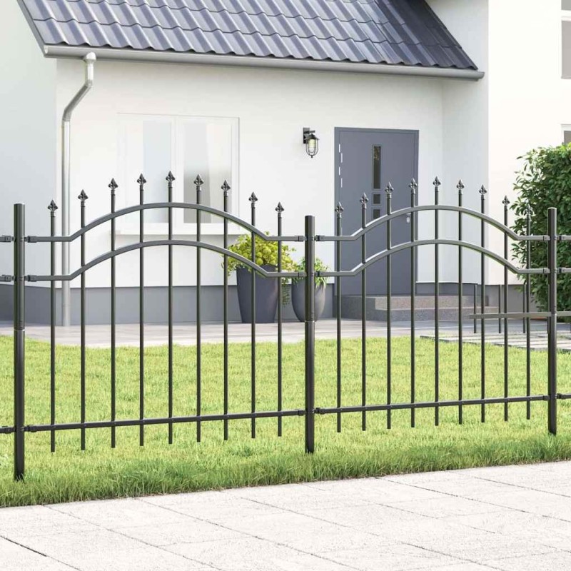Clôture de jardin Gris 140 cm Acier peint par poudre 