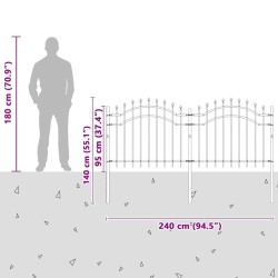 Clôture de jardin Gris 140 cm Acier peint par poudre 